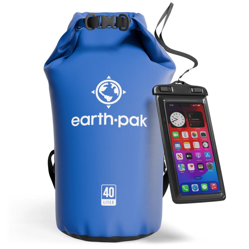 Earth Pak Waterproof Dry Bag - Roll Top Waterproof Backpack Sack Keeps Gear Dry for Kayaking, Beach, Rafting, Boating, Hiking, Camping and Fishing with Waterproof Phone Case - Image 1